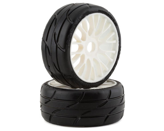 GT TO3 Revo XB1 UltraSoft Mounted Belted Tires on White Spoked Wheels (2): 1/8 Buggy (GRPGTJ03XB1)