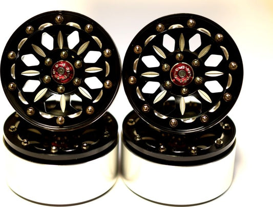 Aluminum Billet 1.9 Beadlock Wheels with 12mm Hex, B-Style (4) (HRABLW19SLB01)