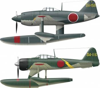 1/72 A6M2-N Type 2 Fighter Seaplane & N1K1 Combo Plastic Model Kit (HSG02136)