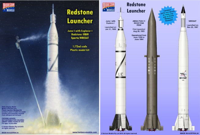 1/72 Redstone Launcher Rocket (3 Versions) Plastic Model Kit (HZM2005)