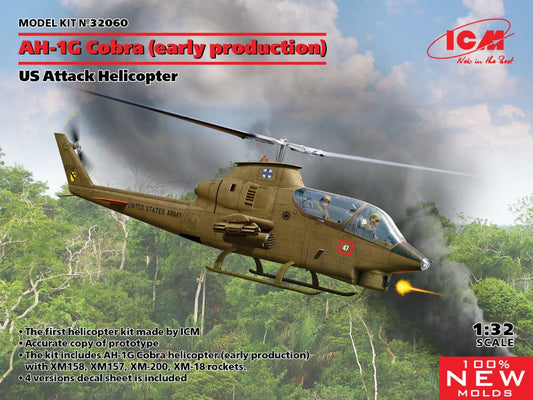 1/32 US Army AH1G Cobra Early Production Attack Helicopter Plastic Model Kit (ICM32060)