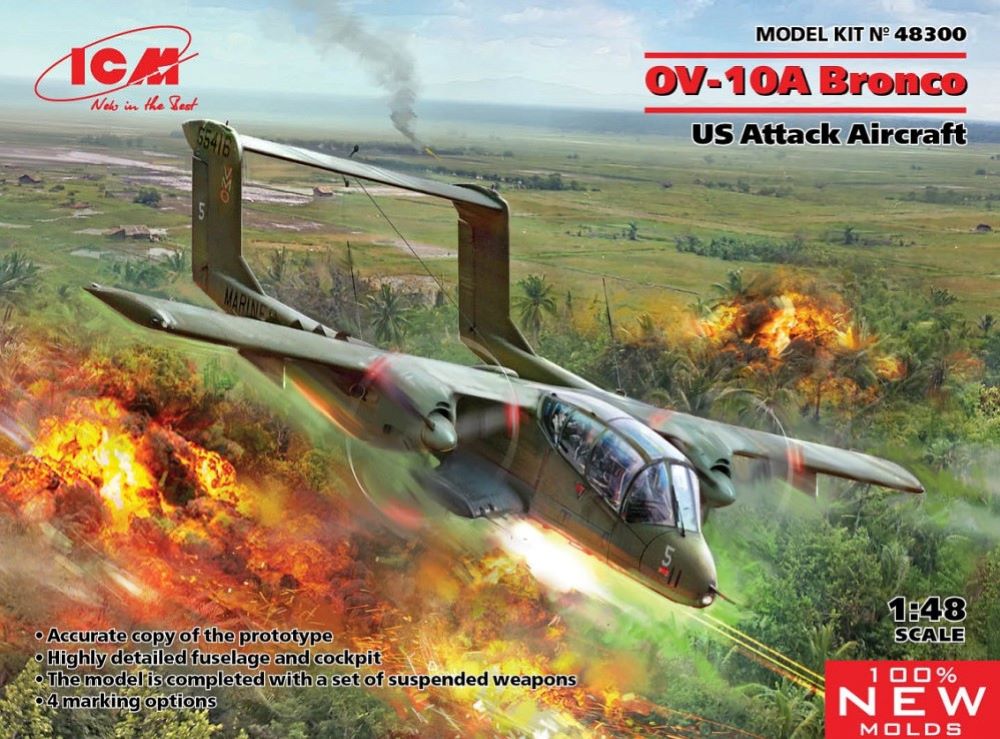 1/48 US OV10A Bronco Attack Aircraft Plastic Model Kit (ICM48300)