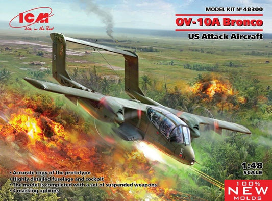 1/48 US OV10A Bronco Attack Aircraft Plastic Model Kit (ICM48300)