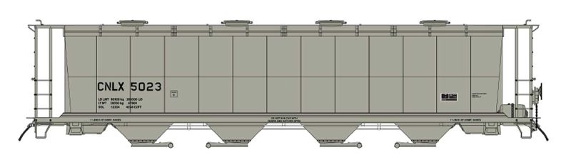 HO 4-Bay Cylindrical Covered Hopper with Round Hatches, CNLX Canada Leasing (CNLX) (IMR45240)