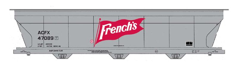 HO ACF 4650 3-Bay Hopper, French's (ACFX) (IMR47085)