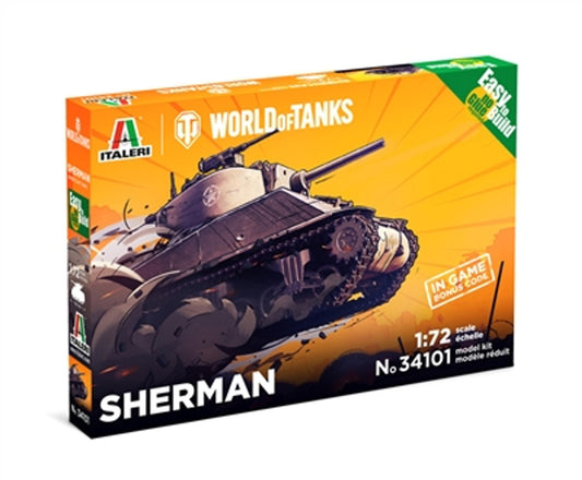1/72 World of Tanks: Sherman Tank Fast Assembly Plastic Model Kit (ITA34101)