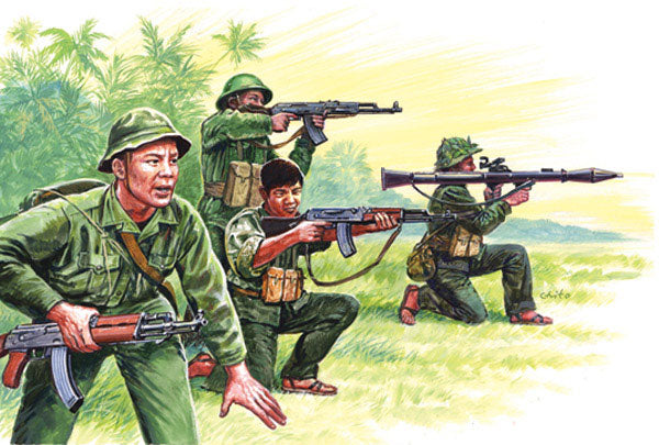 1/72 Vietnam: Vietnamese Army/Vietcong Soldiers (50) Plastic Model Kit (ITA6079)