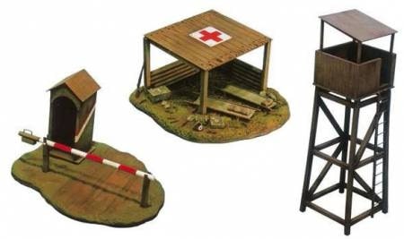 1/72 WWII Battlefield Buildings - First-Aid Post, Checkpoint and Tower Plastic Model Kit (ITA6130)