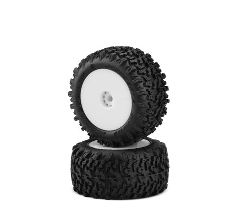 Scorpios Pre-Mounted Tires on White Wheels for Losi Mini-T 2.0 or Mini-B Rear, Green Compound (2) (JCO31001221)