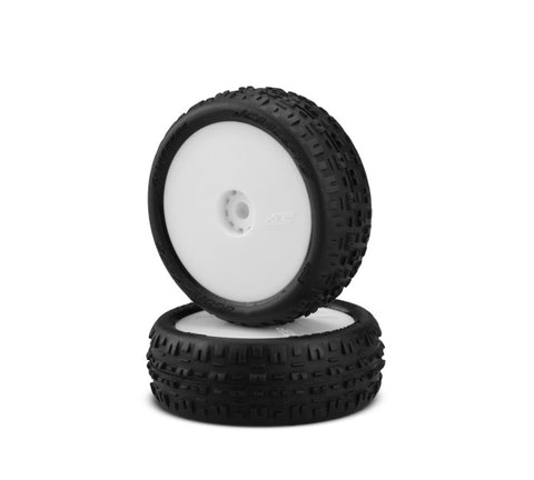 Swagger Pre-Mounted Tires on White Front Wheels for Losi Mini-B, Pink Compound (2) (JCO4003101011)