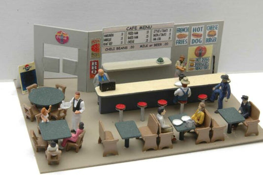 HO Cafe-Diner Interior Detail Set, Unpainted Metal Castings (JLI349)