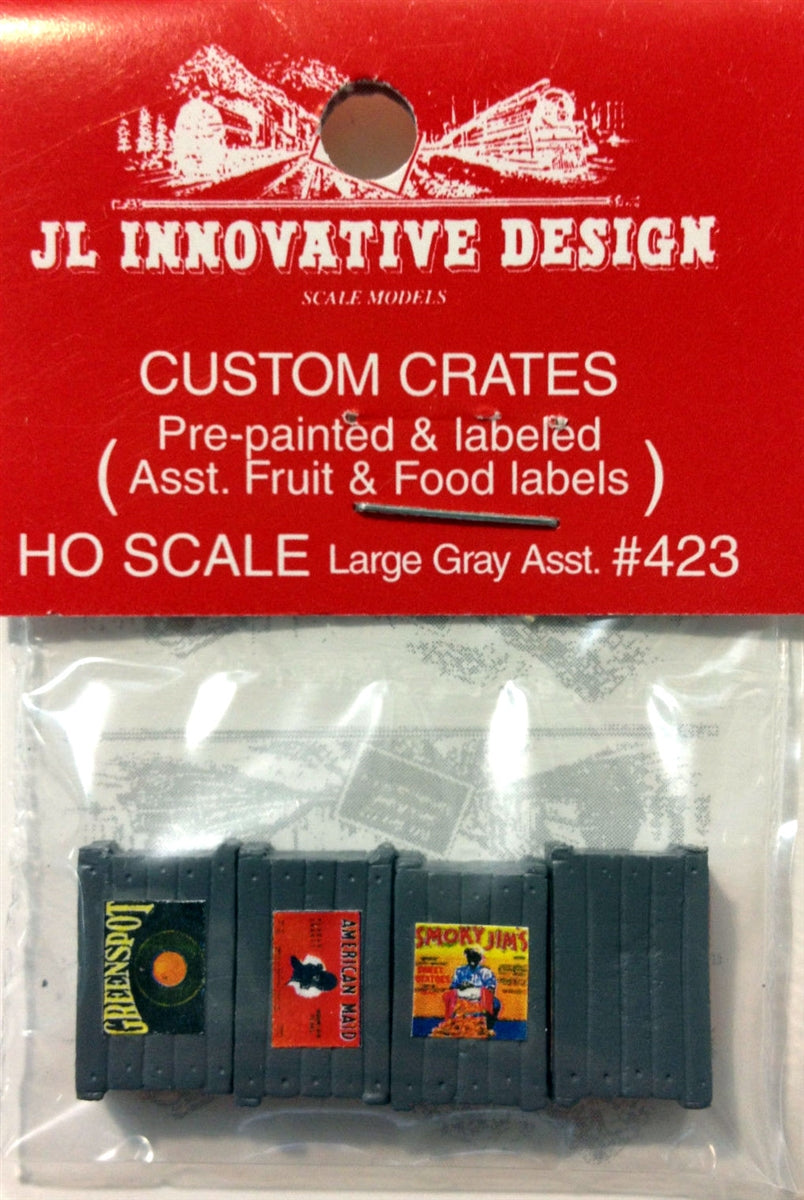 HO Custom Large Crates Fruit and Food Series, Gray Assorted (JLI423)