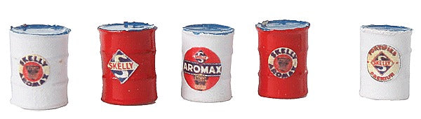 HO Custom Oil Barrels, Skelly White and Blue (5) (JLI576)