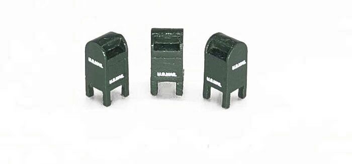 HO Pre-1955 Custom U.S. Street Mailbox, Green (3) (JLI710)