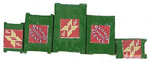 HO Custom Deluxe Green Crates with Railway Express Agency Labels (5) (JLI723)