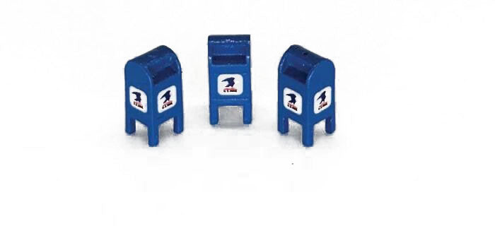 HO Custom U.S. Mail Street Mailbox, 1992-1993 Blue (3) (JLI803)