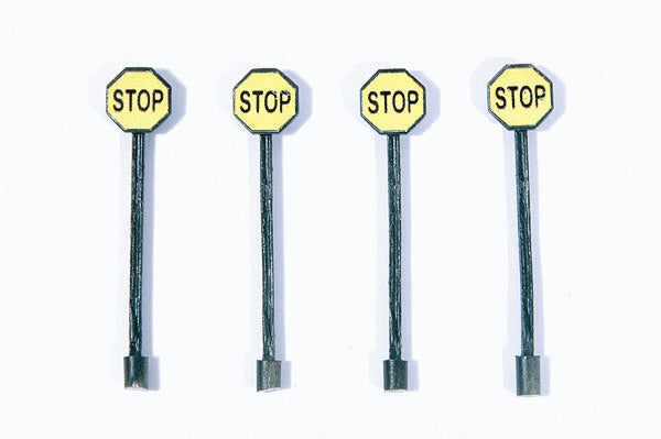 HO Custom Railroad Right-of-Way Signs, Pre-1958 Yellow Stop Sign (4) (JLI852)