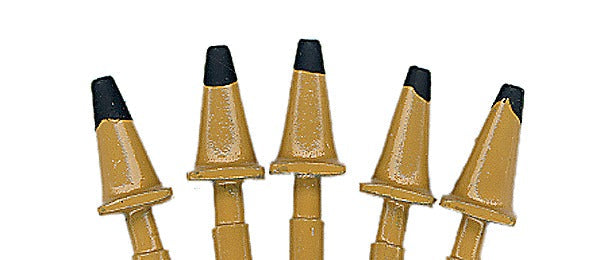 HO Custom Highway Cones, 1950s Mustard Yellow with Black Tops (5) (JLI897)