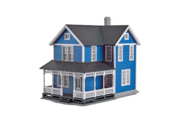 HO Swedish 2-Story House Kit, Blue, 6"x3-9/16"x4-13/16" (KIB38841)
