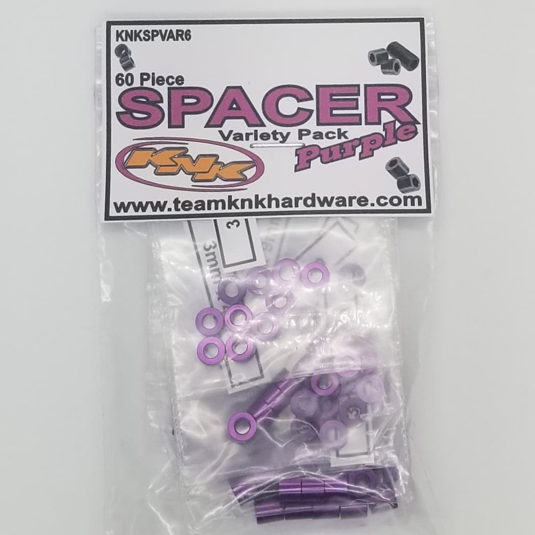 3mm Aluminum Spacer Variety Pack, Purple (60 Assorted) (KNKSPVAR6)