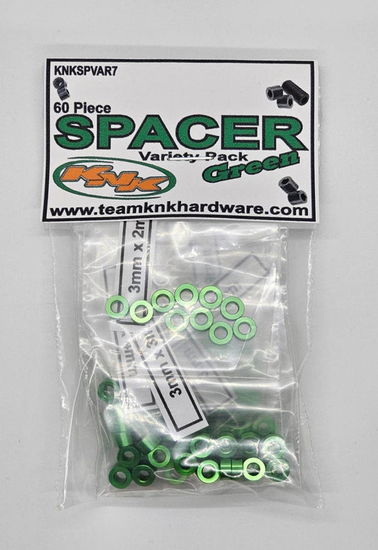 3mm Aluminum Spacer Variety Pack, Green (60 Assorted) (KNKSPVAR7)