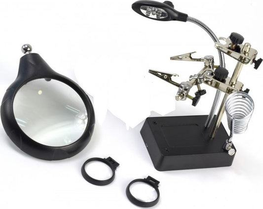 Helping Hand with 2 Multi-Angle Clips, LED Light, and Magnifier (LAT270223)