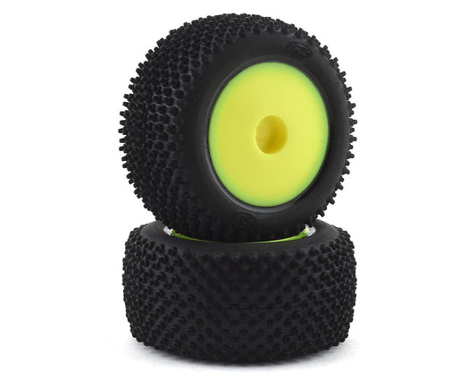 Rear Step Pin Premounted Tires with Yellow Wheels for Mini-T 2.0 (2) (LOS41009)