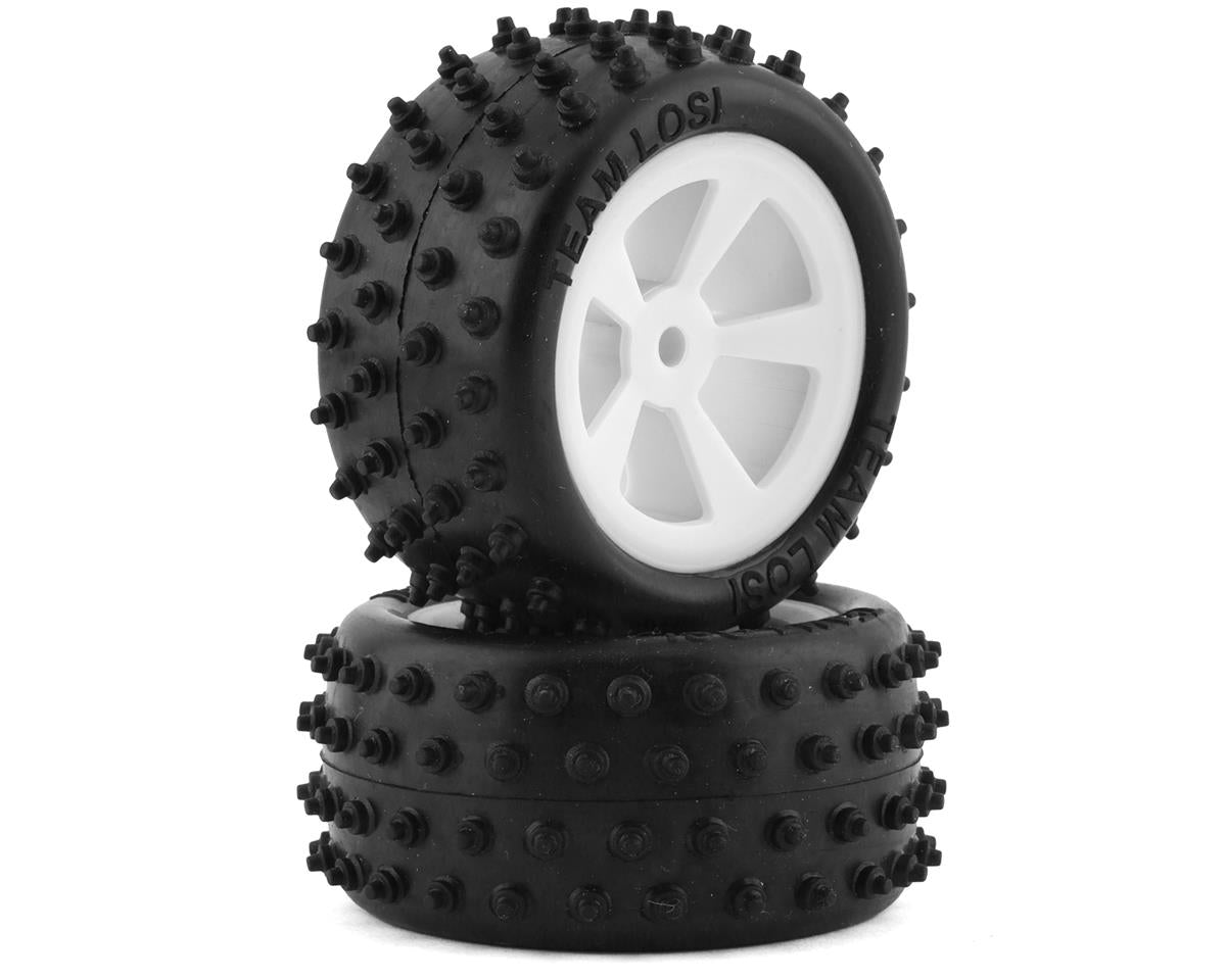 Rear 4 Row Premounted Tires with White Wheels for Mini JRX2 (2) (LOS41024)