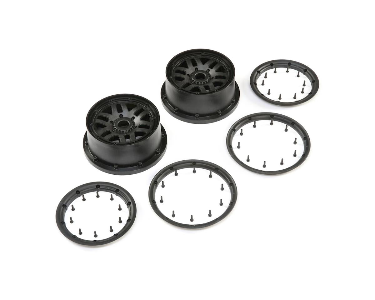 Wheel and Beadlock Ring Set Black for 5IVE-T 2.0 (2) (LOS45025)