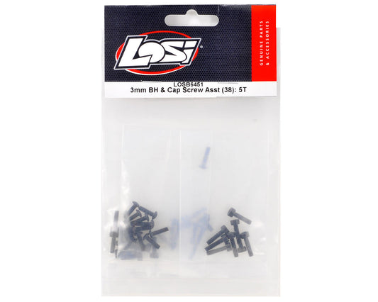Buttonhead and Caphead Screw Assortment 3mm for 5IVE-T/MINI WRC (38) (LOSB6451)