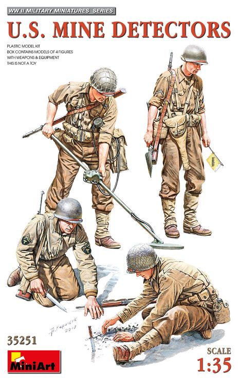 1/35 WWII US Mine Detectors Engineers (4) Plastic Model Kit (MNA35251)