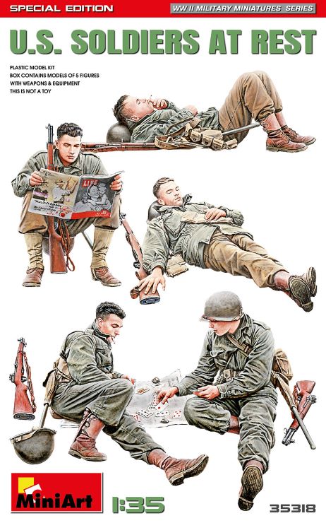 1/35 WWII US Soldiers at Rest (5) (Special Edition) Plastic Model Kit (MNA35318)