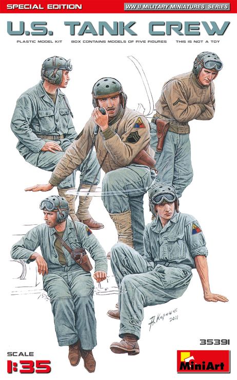 1/35 WWII US Tank Crew (5) (Special Edition) Plastic Model Kit (MNA35391)