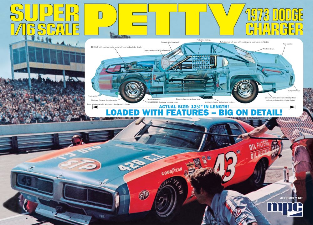 1/16 1973 Dodge Charger Richard Petty Race Car Plastic Model Kit (MPC938)