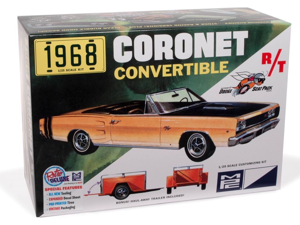 1/25 1968 Dodge Coronet Convertible with Trailer Plastic Model Kit (MPC978)