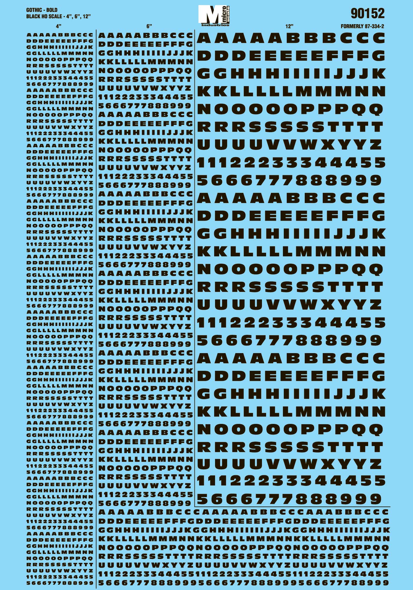 HO Alphabet and Number Decals: Extended Bold Gothic, Black (MSI90152)