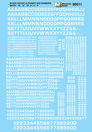 HO Alphabet and Number Decals: Euro, White (MSI90511)