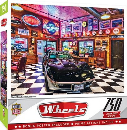 Wheels: Black Beauty Corvette Classic Car Puzzle, 750 Pieces (MST32082)