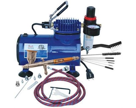 Airbrush and Compressor Package with TG3F Talon Airbrush, D500SR Compressor, and AC7 Cleaning Kit (PASTG100D)