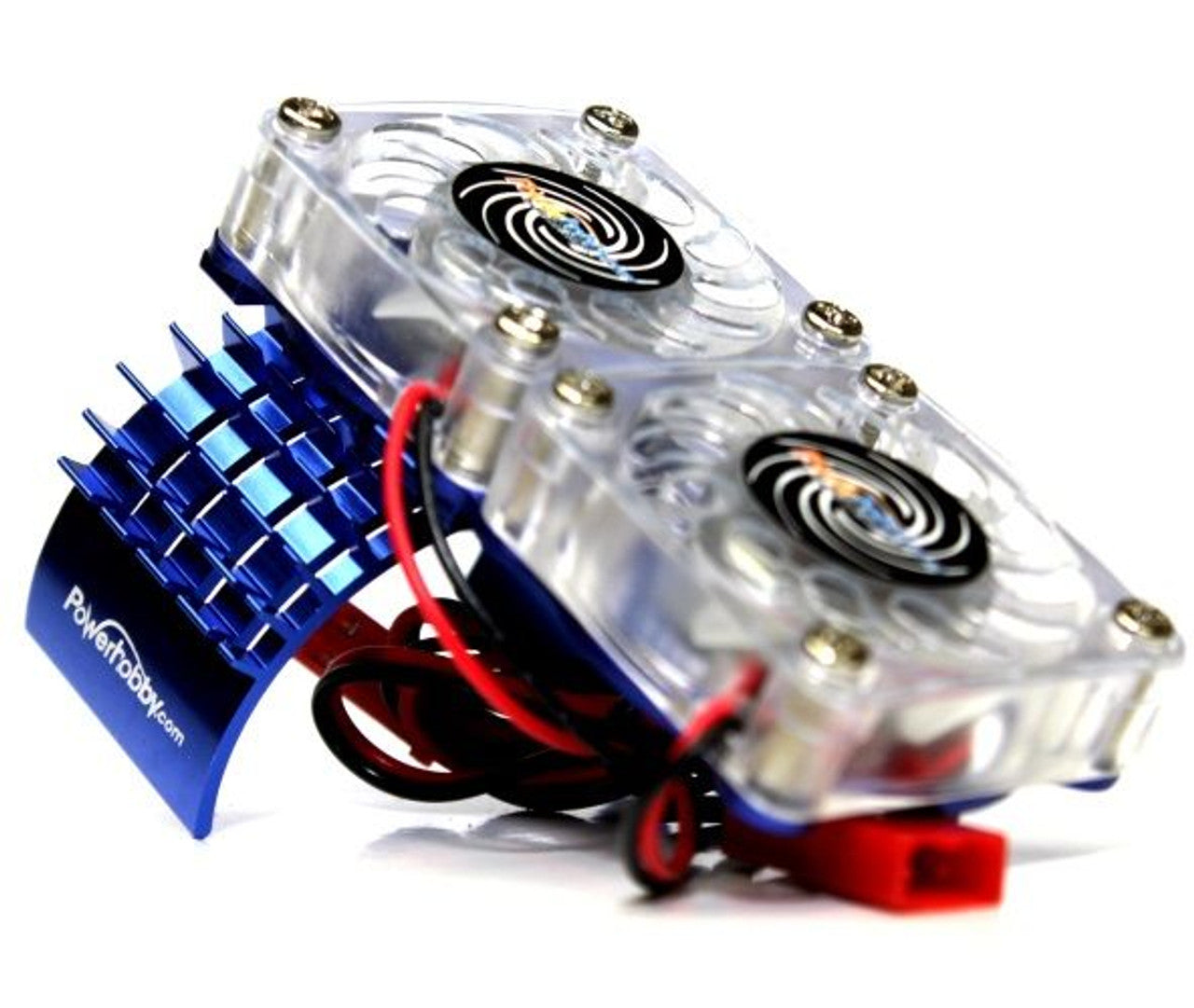 Aluminum Motor Heatsink and Twin Cooling Fan for Slash 4x4, Blue (PHBFSBLUE)