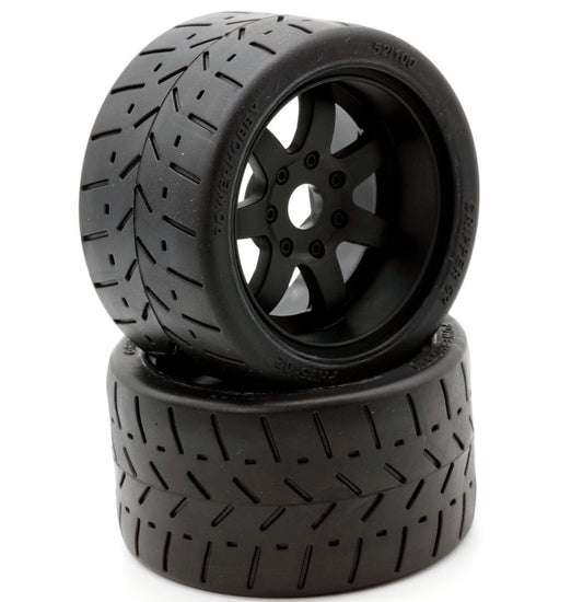 1/8 Gripper 54/100 Belted Mounted Tires 17mm, Black Wheels (PHBPHT5102)