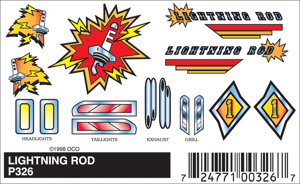 Lightning Rod Pinecar Decals (PIN326)
