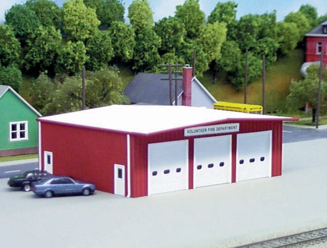 HO Fire Station Kit, Red 7"x5.5" (PKS192)