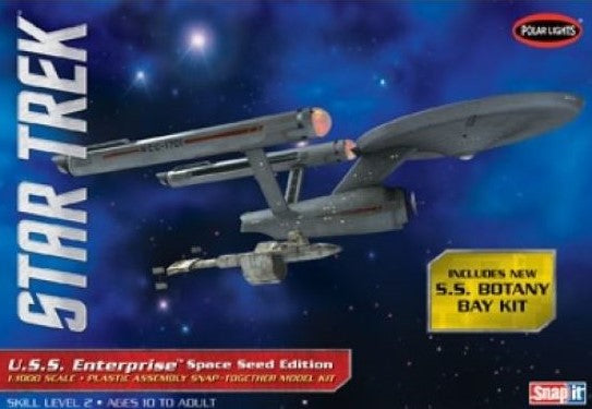 1/1000 Star Trek USS Enterprise Space Seed Edition and SS Botany Bay Snap-Together Plastic Model Kit (PLL908)