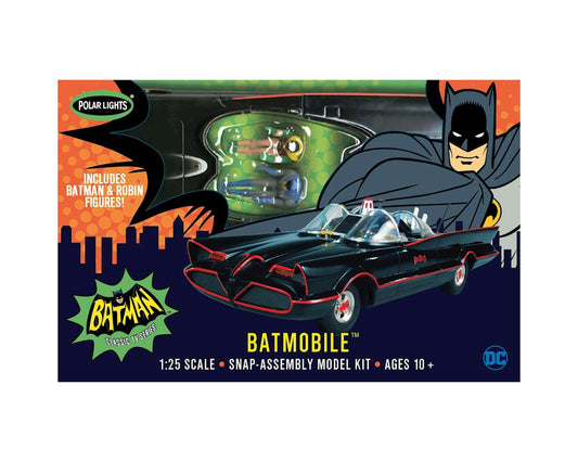 1/25 Classic 1966 Batmobile with Batman and Robin Figures Snap-Together Plastic Model Kit (PLL965)