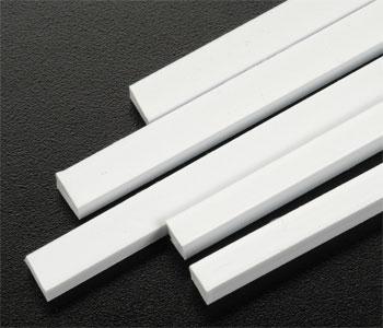 Rectangle Strip Styrene, White 0.190"x0.250"x10" (5) (PLS90809)