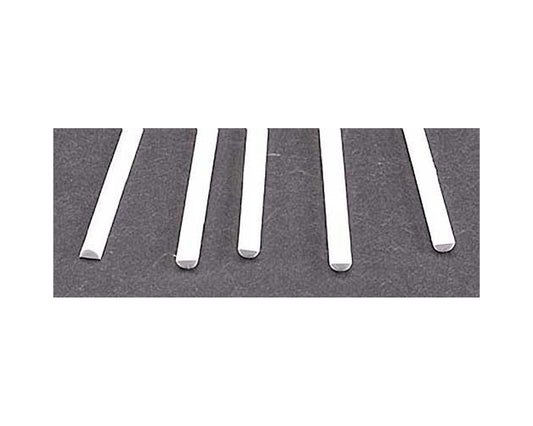 Half-Round Rod Styrene, White 0.187"x10" (5) (PLS90886)