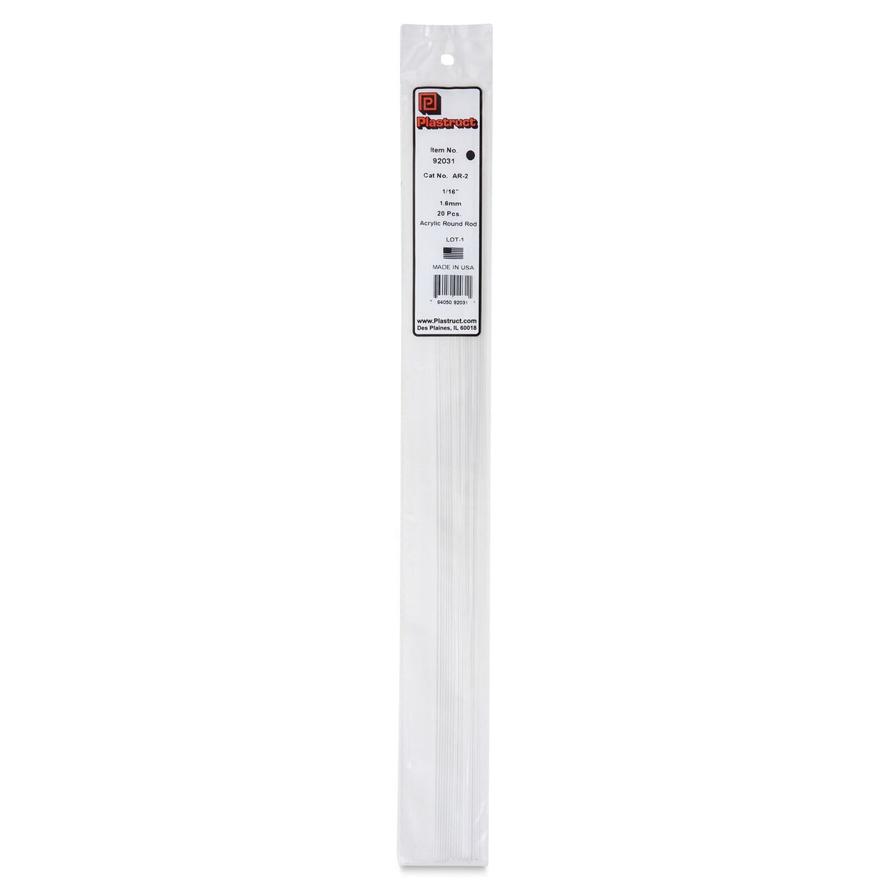 Clear Round Acrylic Rod, 1/16"x17.5" (20) (PLS92031)