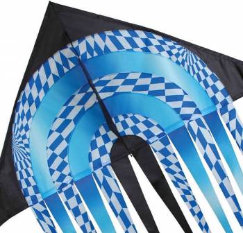 Blue Op-Art 56" Delta Kite with Streamers (PMR33137)