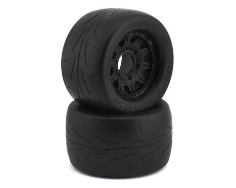 Prime 2.8" M2 Compound Premounted Tires with 6x30 Black Raid Wheels for 1/10 Monster Truck (2) (PRO1011610)